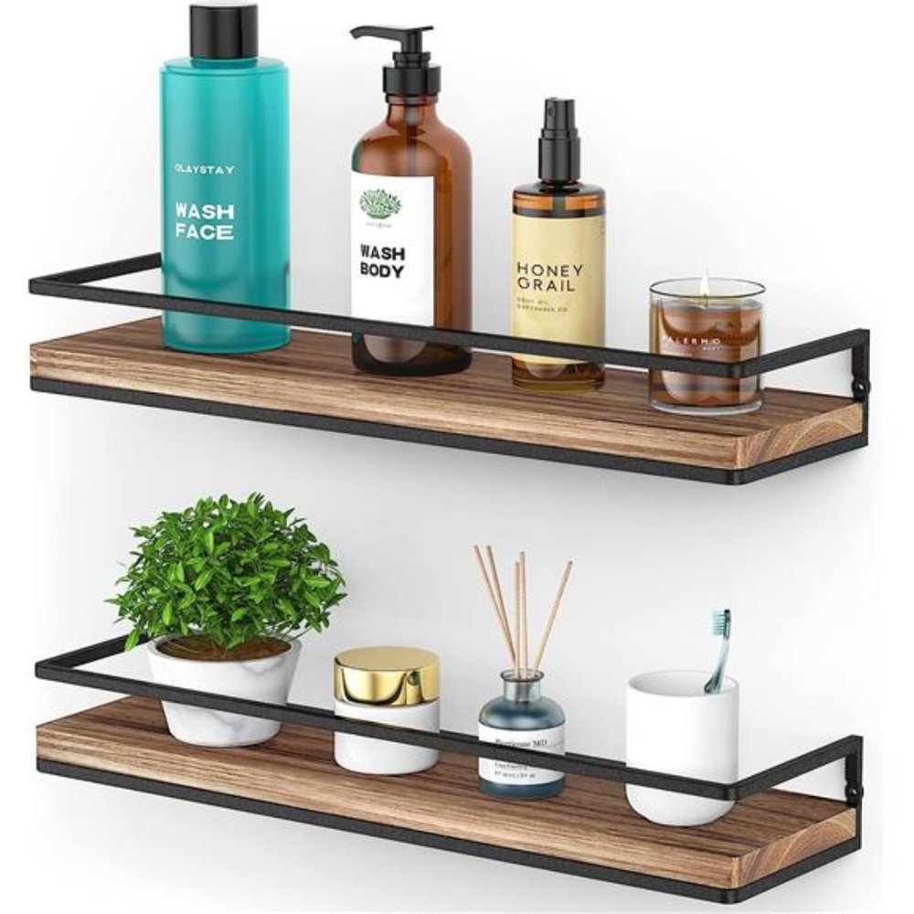 Floating Shelves WallMounted Set of2,Rustic Wood Wall Storage Shelves forBedroom